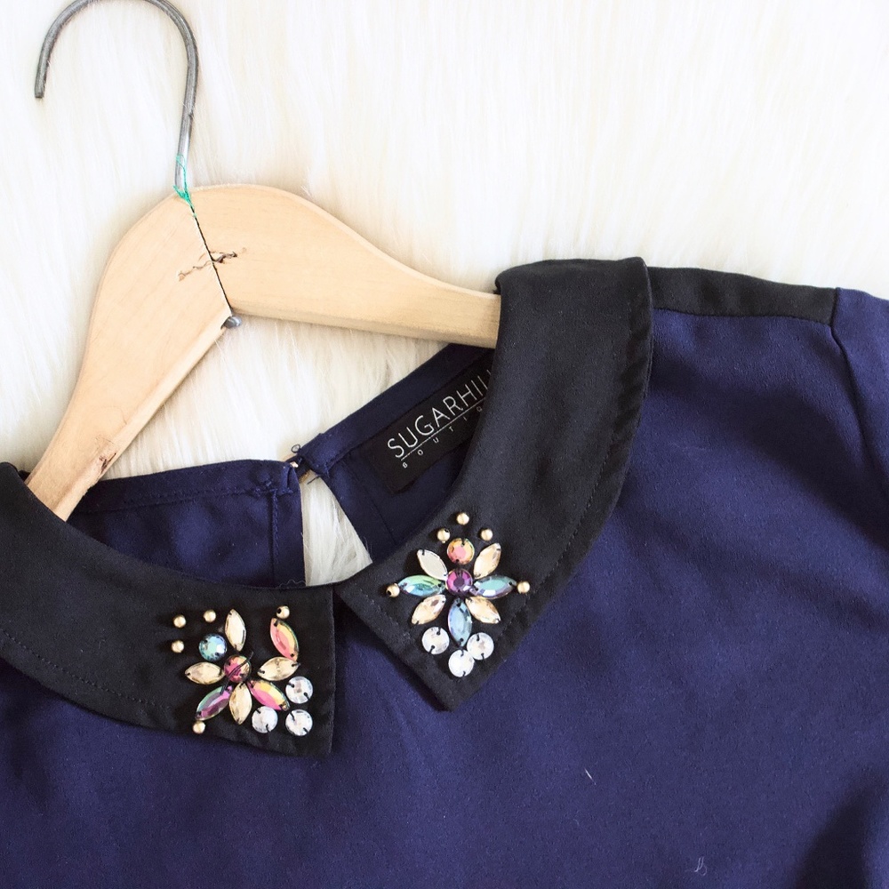 Sugarhill Boutique Helena Jeweled Collar Blouse